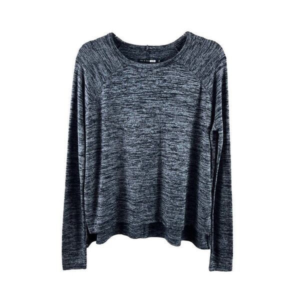 rag & bone Hudson Long Sleeve Crew Neck Pullover Tee Shirt Black Heather Small - Picture 2 of 8